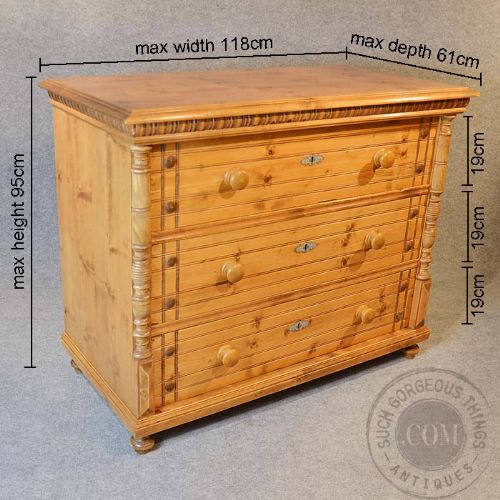 fig 1. Antique Chest Drawers Large Original Scandinavian Tallboy Victorian Pine c1900