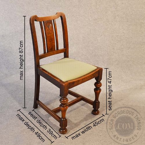 fig 1. Antique Set 4 Four Solid Oak Edwardian Kitchen or Dining Chairs c1910