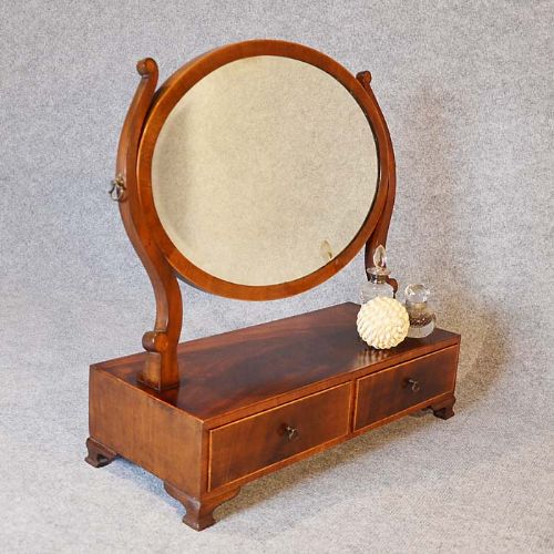 Antique Dressing Vanity Swing Cosmetic Toilet Mirror Oval Twin Drawers C1800
