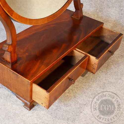 fig 2. Antique Dressing Vanity Swing Cosmetic Toilet Mirror Oval Twin Drawers c1800