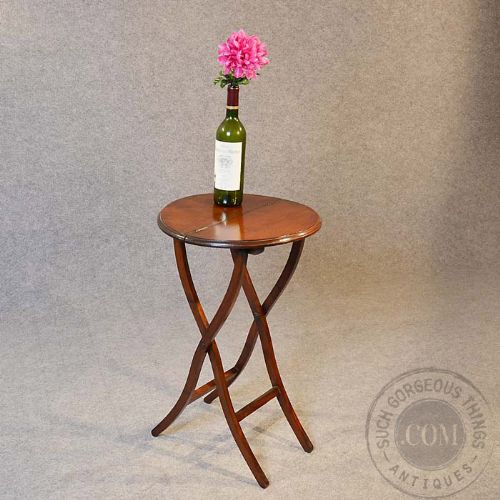 fig 2. Antique Victorian Butlers Serving Table Folding Wine Occasional Campaign - c1850