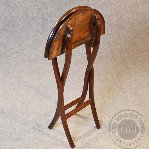 fig 3. Antique Victorian Butlers Serving Table Folding Wine Occasional Campaign - c1850