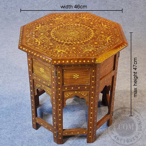 fig 1. Antique Moorish Syrian Octagonal Coffee Table Occasional Side Lamp Folding c1880