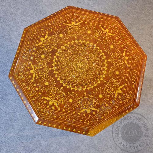 fig 2. Antique Moorish Syrian Octagonal Coffee Table Occasional Side Lamp Folding c1880
