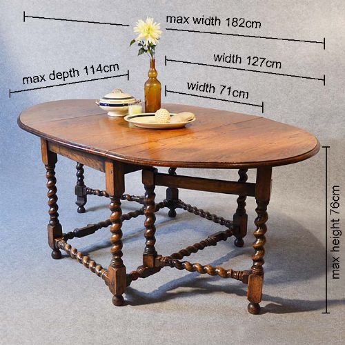 fig 1. Antique Gate Leg Oak Drop Leaf Oval Country Kitchen Dining Table Seats 6 c1900
