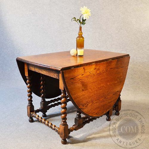 fig 3. Antique Gate Leg Oak Drop Leaf Oval Country Kitchen Dining Table Seats 6 c1900