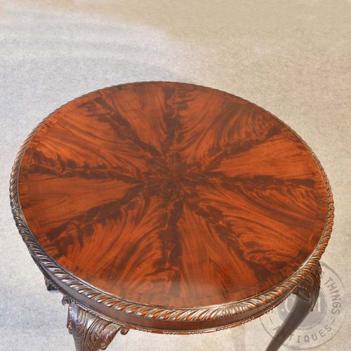 fig 3. Fine Antique Victorian Chippendale Round Tea Side Table Mahogany English c1880