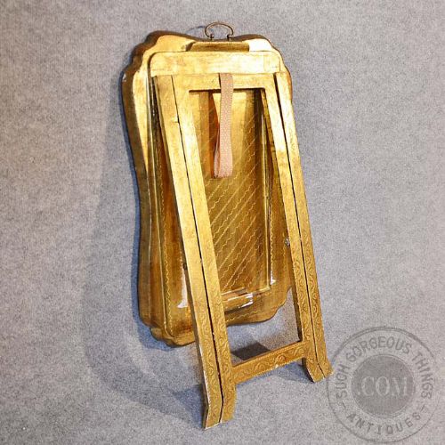 fig 3. Antique Italian Gilt Tray Table Folding Tea Serving Butlers Shabby Chic c1880