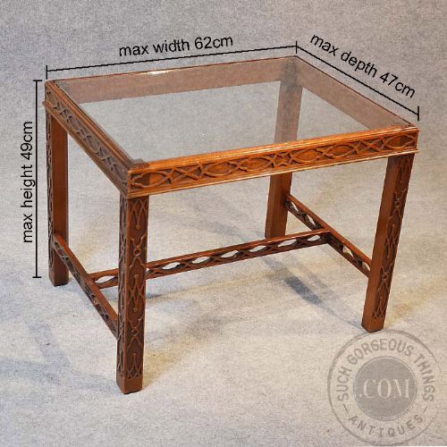 fig 1. Antique Coffee Table Glass Occasional Side Edwardian Chippendale Revival c1910