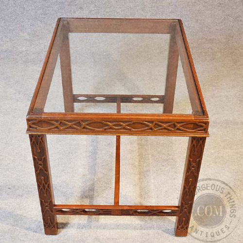 fig 2. Antique Coffee Table Glass Occasional Side Edwardian Chippendale Revival c1910