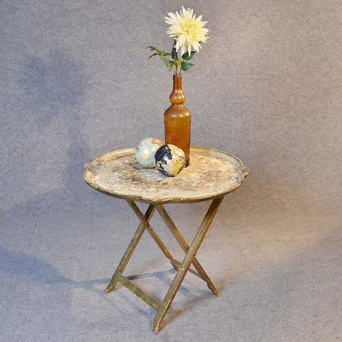Antique Italian Gilt Tray Table Folding Tea Serving Butlers Shabby Chic C1880