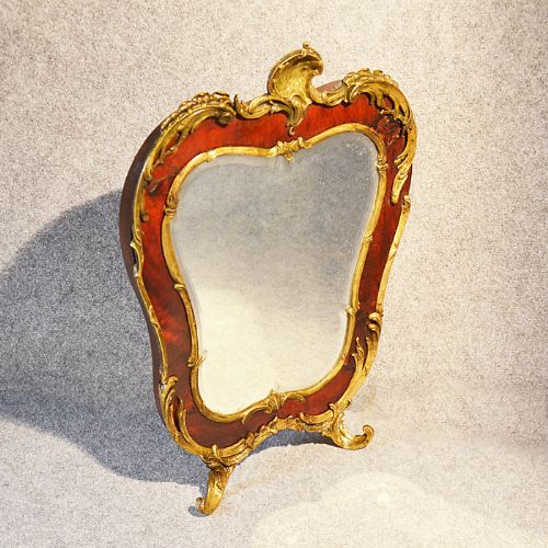 Antique French Gilt Metal Wall Vanity Mirror Looking Glass C1890