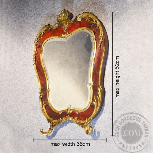 fig 1. Antique French Gilt Metal Wall Vanity Mirror Looking Glass c1890
