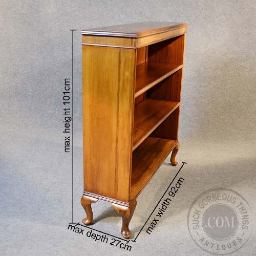 fig 1. Antique Bookcase Open Library Book Display Cabinet English Walnut c1910