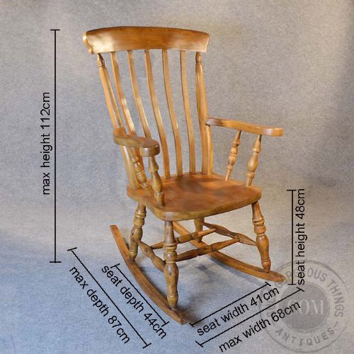 fig 1. Antique Rocking Windsor High Back Chair Country Rocker Kitchen Armchair c1900