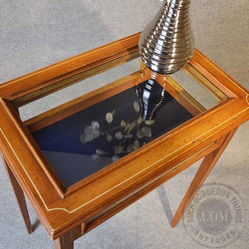 fig 2. Antique Bijouterie Table Small Display Specimen Glass Cabinet c1910