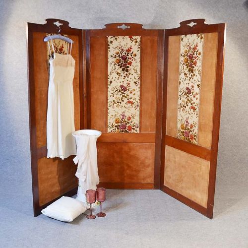 Antique Folding Scrap Screen Room Divider Partition Oak English Victorian C1860