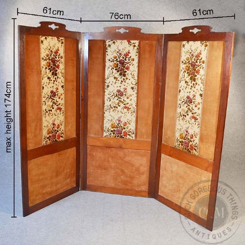 fig 1. Antique Folding Scrap Screen Room Divider Partition Oak English Victorian c1860