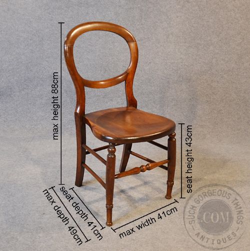 fig 1. Antique Set 4 Four Mahogany Balloon Back Country Kitchen Dining Chairs c1870