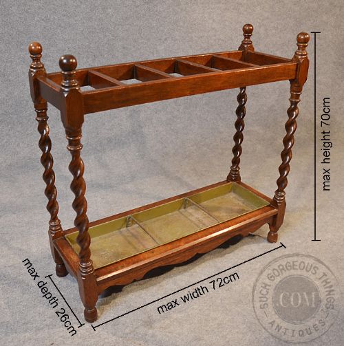 fig 1. Antique Hall Walking Stick Stand Umbrella Cane Rack English Edwardian Oak c1910