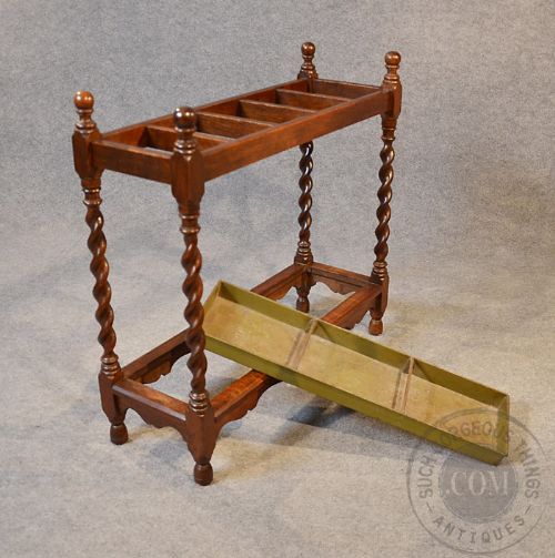 fig 2. Antique Hall Walking Stick Stand Umbrella Cane Rack English Edwardian Oak c1910