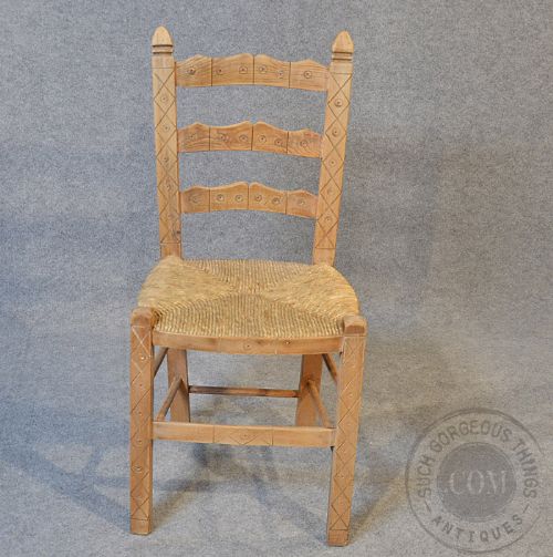 fig 2. Antique Pair Quality Victorian Pine Kitchen Dining Country Chairs c1890