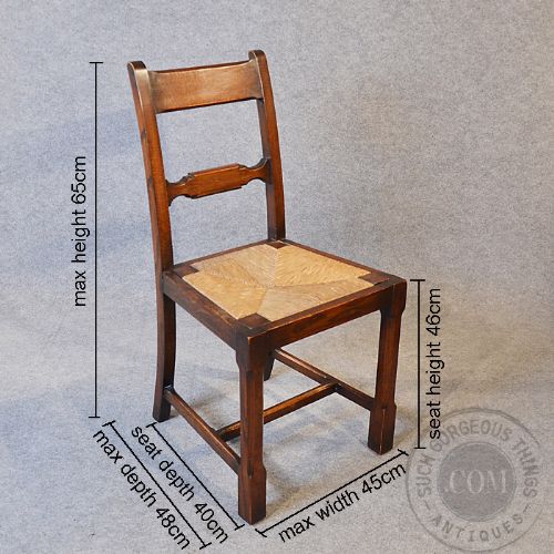 fig 2. Antique Set 6 Six Quality Oak Kitchen Dining Edwardian Chairs With Carvers c1910