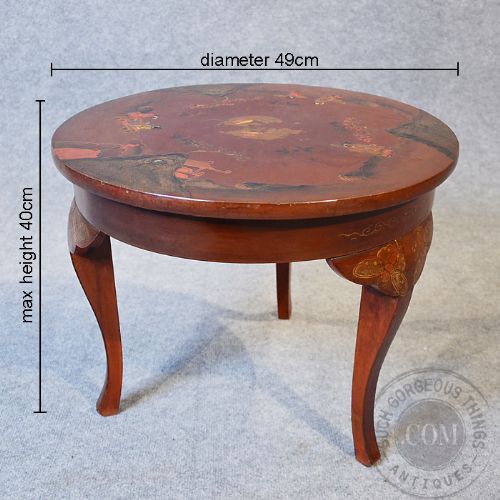 fig 1. Antique Oriental Small Coffee Table Occasional Side Lamp Vintage c1920
