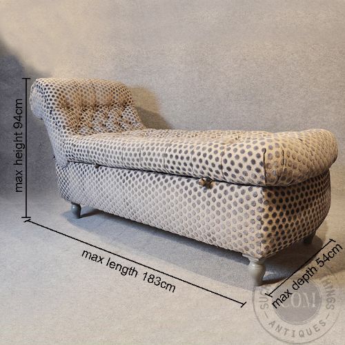 fig 1. Antique Chaise Longue Sofa Couch Settee Victorian Day Bed Ottoman c1890