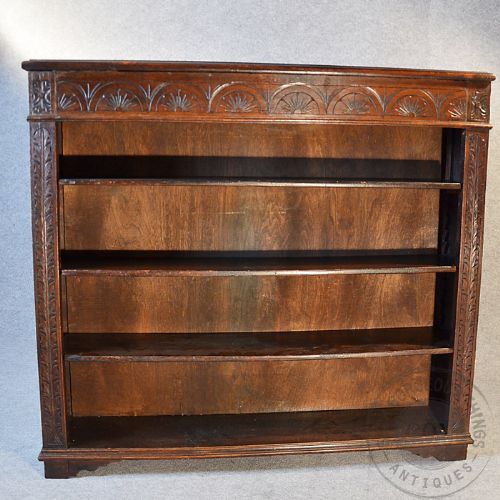 fig 2. Antique Bookcase Open Library Book Display Cabinet English Edwardian Oak c1910