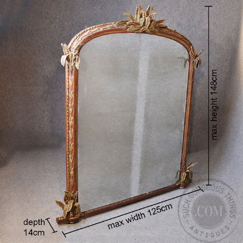 fig 1. Antique Large Wall Mirror Overmantle Ornate Regency English Looking Glass c1820