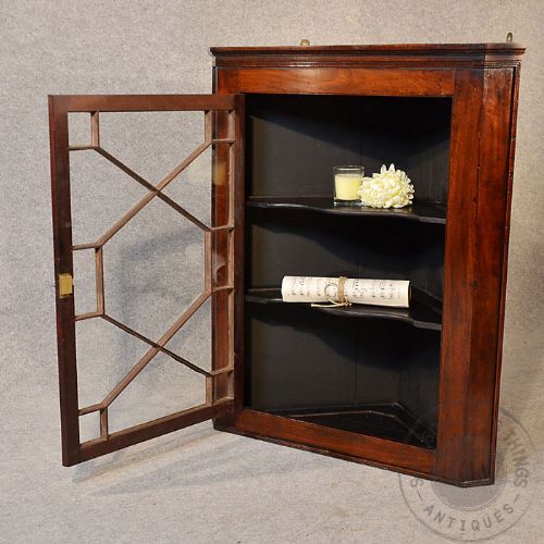 fig 2. Antique Corner Cupboard Astragal Glazed Display Cabinet English Georgian c1800