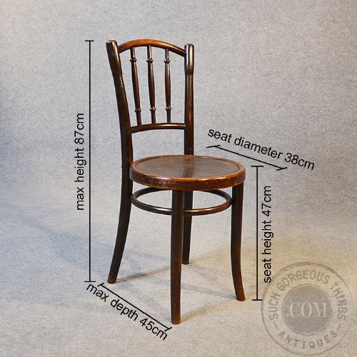 fig 1. Art Deco Thonet Bentwood Pair of Kitchen Dining Cafe Chairs Embossed Seat c1930