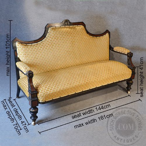 fig 1. Antique Lounge Suite Aesthetic Movement Ebonized Three Piece Sofa & Chairs c1880