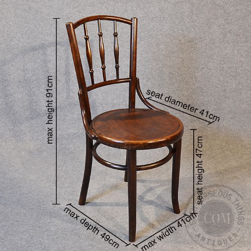 fig 1. Art Nouveau Bentwood Set of 5 Five Kitchen Dining Cafe Chairs by Fischel c1920