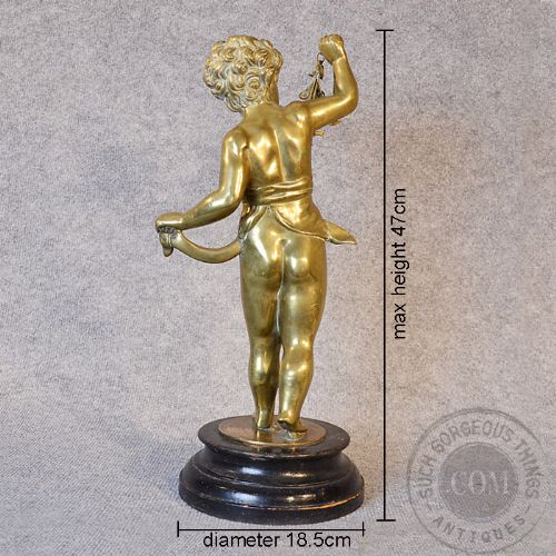 fig 1. Antique Statue Figurine Original French Brass Youth Sculpture by Cherrier c1890