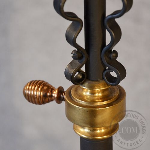 fig 3. Antique Standard Lamp & Stunning Shade Quality Tall Floor Light c1900