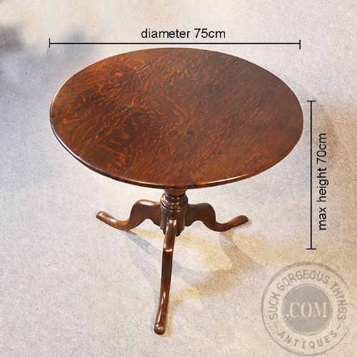 fig 1. Antique Oak Wine Tripod Lamp Side Occasional Round Table English Georgian c1780