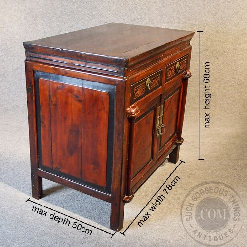 fig 1. Antique Chinese Cabinet Display Chest with Drawers Original Elm Yumu Asian c1800