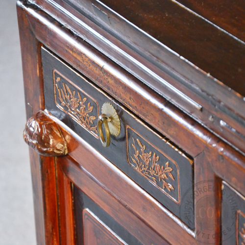 fig 2. Antique Chinese Cabinet Display Chest with Drawers Original Elm Yumu Asian c1800