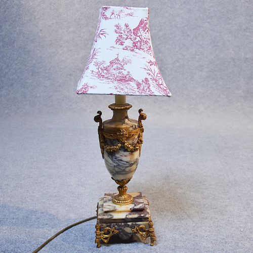 Antique Table Lamp French Gilt Metal & Marble Desk Side Light Re-wired C1900