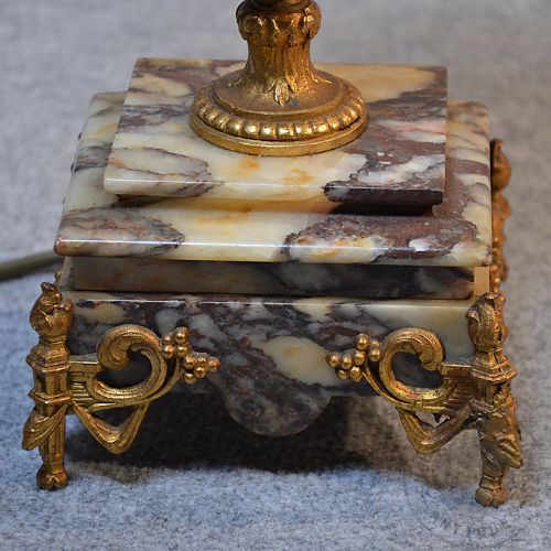 fig 3. Antique Table Lamp French Gilt Metal & Marble Desk Side Light Re-Wired c1900