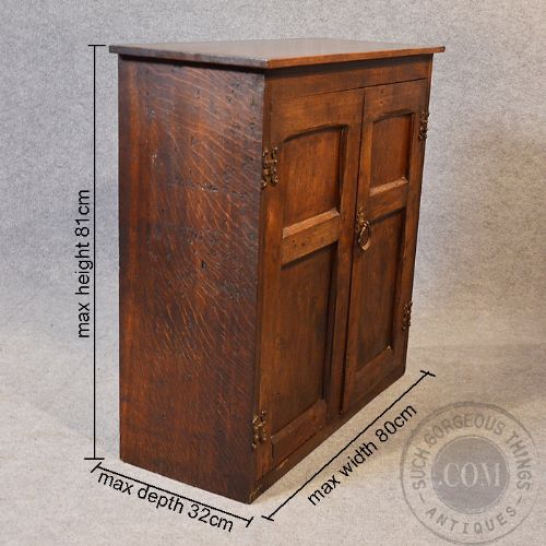 fig 1. Antique Oak Cupboard Cabinet Provincial Country English Georgian c1800