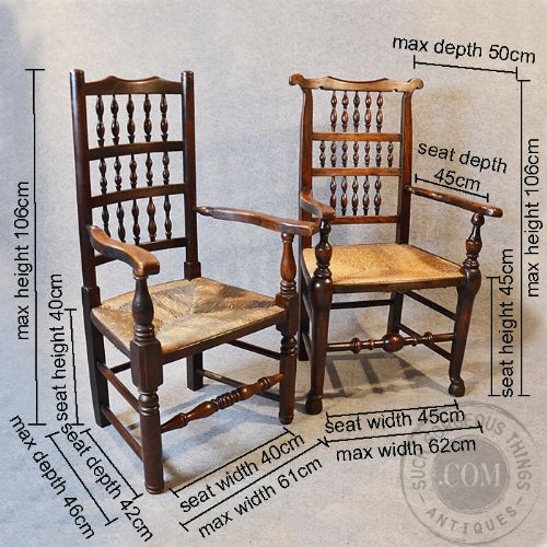 fig 1. Antique Set 8 Country Chairs Northern Spindle Back Rush Seats Ash Oak Elm c1790