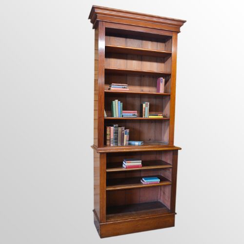 Antique Tall Bookcase Library Cabinet Open Book Shelves English Victorian C1860
