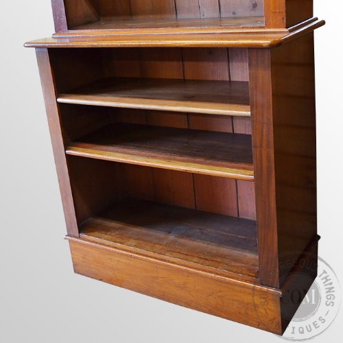 fig 2. Antique Tall Bookcase Library Cabinet Open Book Shelves English Victorian c1860