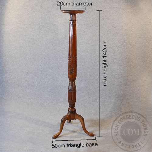 fig 1. Antique Torchere Tripod Plant Lamp Stand English Victorian Mahogany c1860