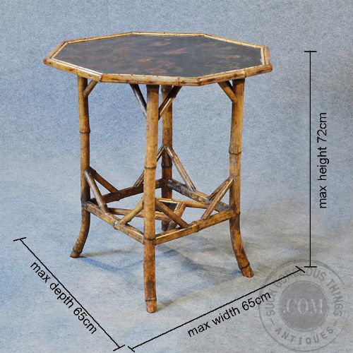fig 1. Antique Victorian Bamboo Table Two Tier Oriental Lamp Occasional Side c1890