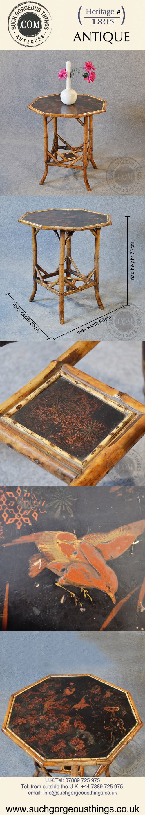 fig 4. Antique Victorian Bamboo Table Two Tier Oriental Lamp Occasional Side c1890