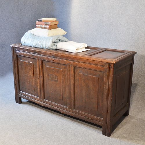 Antique Oak Coffer Box Trunk Chest Storage Cabinet English Georgian C1750